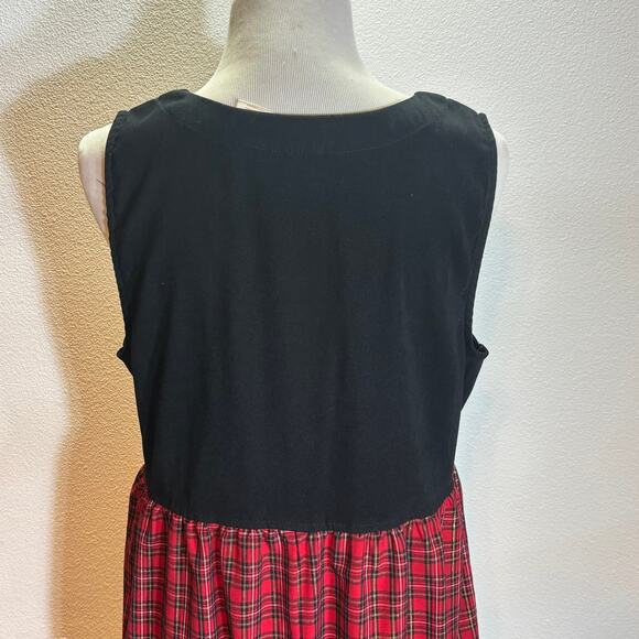 Bobbie Brooks Christmas Maxi Dress Plaid Embroidered Snowflakes Women L Y2K - Picture 3 of 5